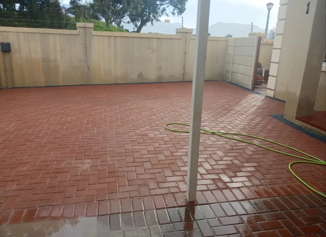 Red brick paved backyard