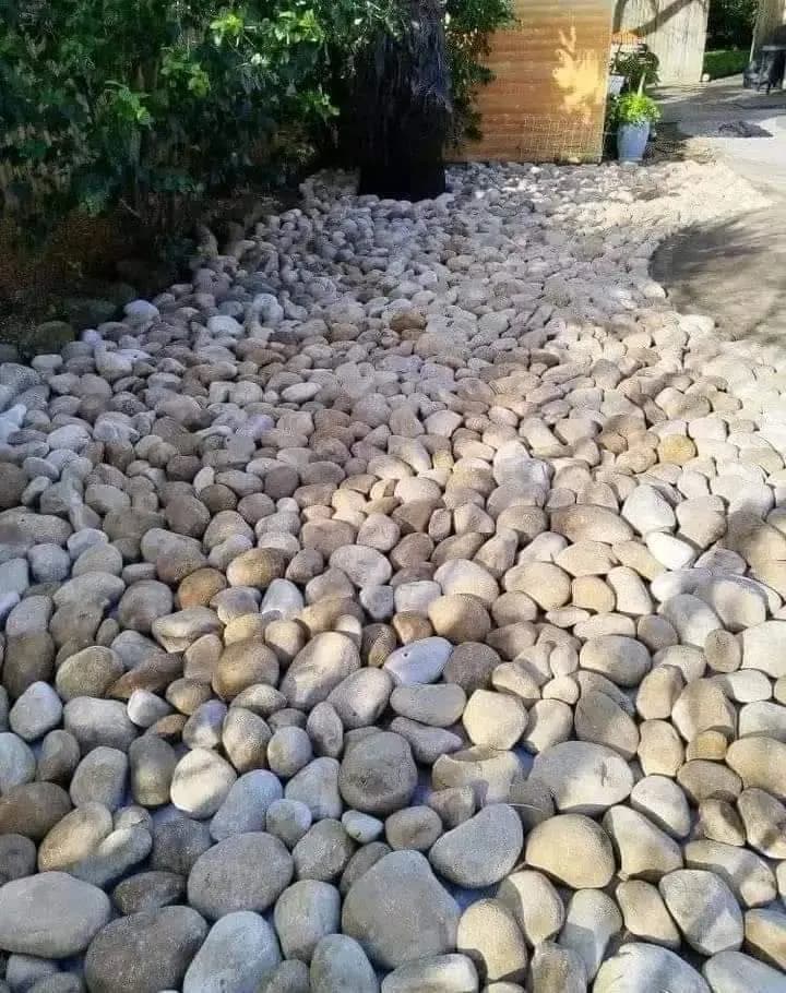 Close-up of white and cream river stones